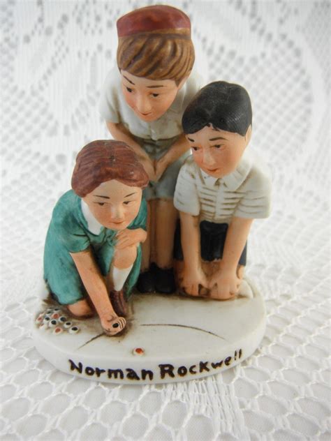 Norman Rockwell Collectible Children Playing Jacks Statue