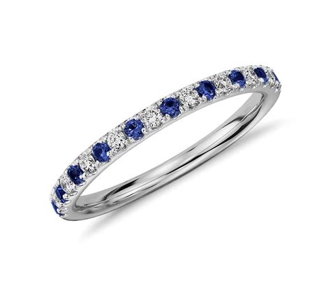 Pavé Sapphire And Diamond Ring In 18k White Gold Tanary Jewelry