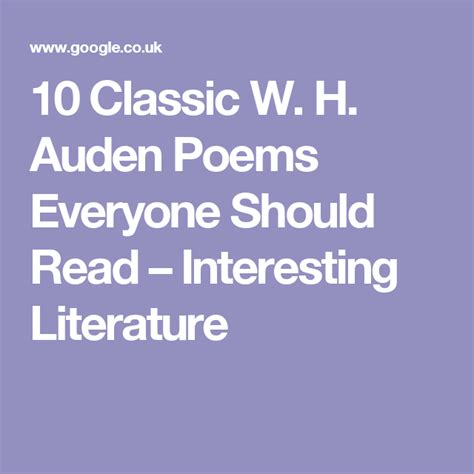 10 Classic W H Auden Poems Everyone Should Read Classic Poems Rain