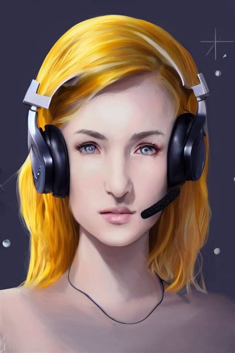 Lexica Gorgeous Gamer Girl With Blonde Hair And Dark Eyes Playing On Her Computer Portrait