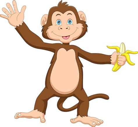 Premium Vector Cartoon Cute Monkey Holding Banana