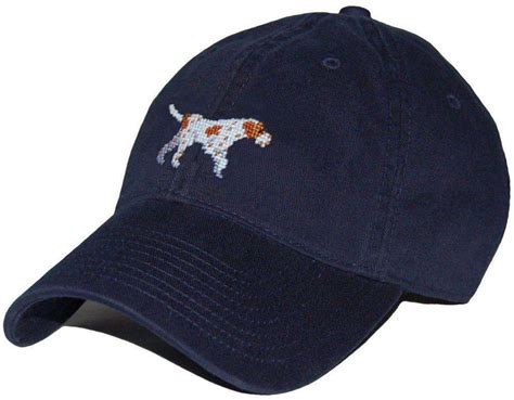 Smathers And Branson Pointer Needlepoint Hat In Navy Country Club Prep