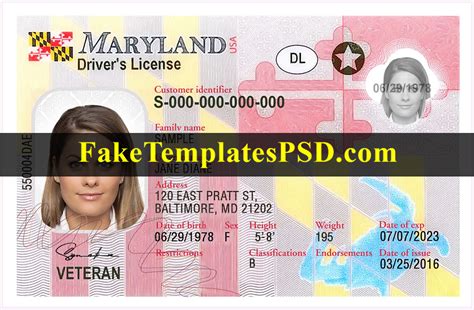 Maryland Drivers License Template Psd 2024