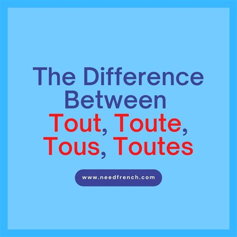 The Difference Between Tout Toute Tous Toutes Needfrench