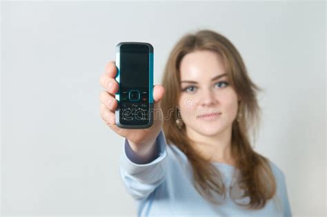 Girl Holding Cell Phone Stock Image Image Of Cell Beautiful 12957919