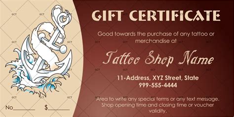 Anchor Themed Tattoo Gift Certificate Template Gct My Xxx Hot Girl