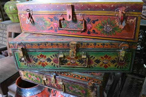 Image Result For Painted Indian Trunk Metal Trunks Painted Suitcase