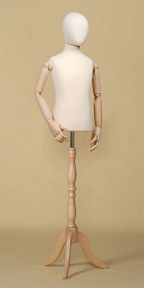 Four Year Old Child Tailors Dummy In Ecru Elastane With Beechwood Arms