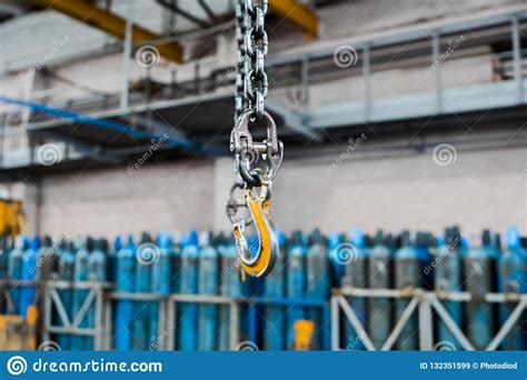 Metallic Industrial Hook For Lifting Heavy Thing In The Factory Crane