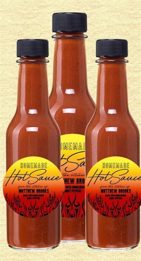 Hot Sauce Labels Hot Sauce Stickers Homemade Hot Pepper Etsy