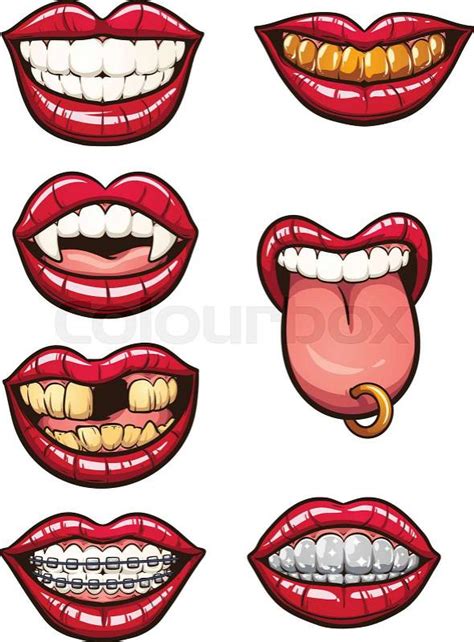 Cartoon Mouths Vector Clip Art Illustration With Simple Gradients