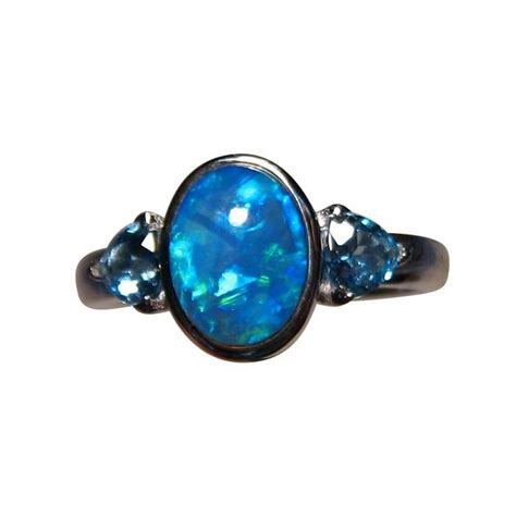 2021 innovative design fashion earrings, rings, necklaces free shipping wordwide. Blue Opal Blue Topaz Ring 14k Gold - Natural Opal Rings ...