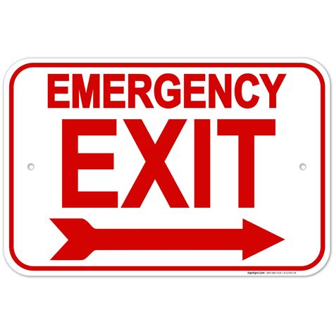Emergency Exit with Right Arrow Sign - Walmart.com - Walmart.com