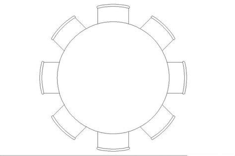 Drawing Of Round 8 Seaters Dining Table Furniture Block Autocad File