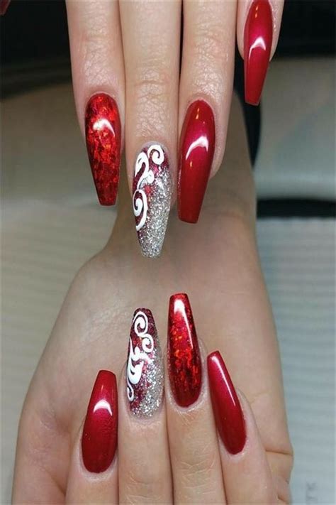 30 Awesome Red Gel Nail Ideas To Inspire You Red And Silver Nails