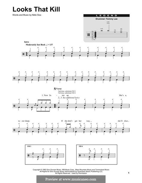 Looks That Kill (Motley Crue) by N. Sixx - sheet music on MusicaNeo
