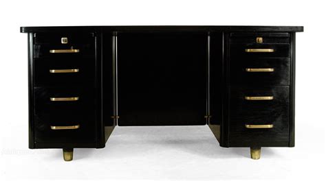 Black Art Deco Desk With Brass Handles C1950 Antiques Atlas