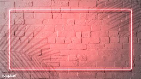 Download Premium Psd Image Of Red Neon Lights Frame On A White Brick Wall Mockup By Jubjang