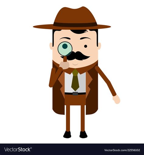 Isolated Cute Detective Cartoon Character Vector Image