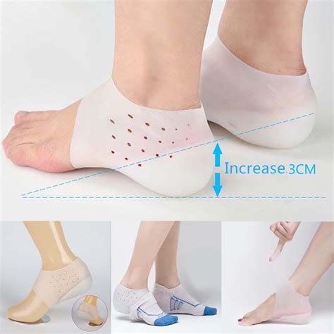 Soft Silicone Insoles Invisible Height Increase Socks Heel Pads Foot Massage Buy At A Low Prices