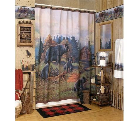 Our cabin and lodge bathroom accessories also include rustic cabinet hardware, drawer pulls and knobs, rustic cabin towel sets, hand carved wood toilet seats with bear, moose, elk and fish designs, rustic switch plates, outlet covers and rustic cabinet hardware. bear decor | ... Com Black Bear Lodge Bathroom Shower ...
