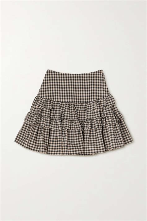 molly goddard tiered ruffled gingham cotton poplin mini skirt net a porter