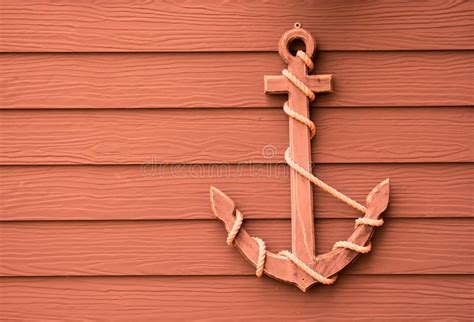 Wooden Anchor On Wall Background Stock Image Image Of Marine Boat