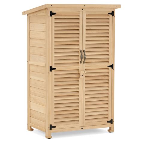 Mcombo Outdoor Wooden Storage Cabinet Garden Tool Shed With Latch Ou