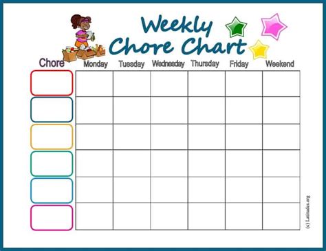 Free Chore Chart My Weekly Star Acn Latitudes
