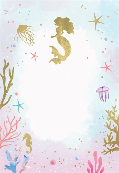 Mermaid Theme Birthday Little Mermaid Birthday Sea Birthday Card