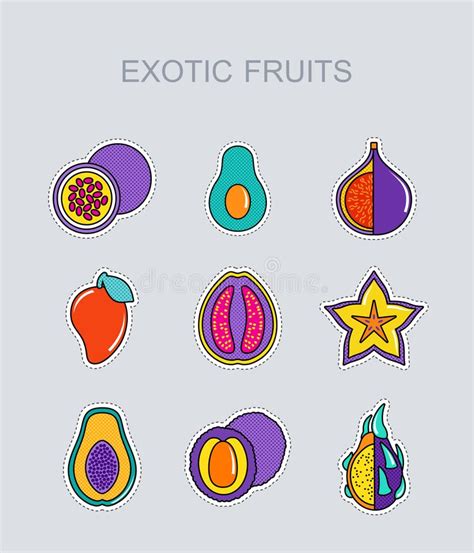 Exotic Fruit Icons Set Stock Vector Illustration Of Fruit 145115839