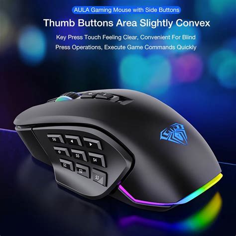 Aula H510 Wired Gaming Mouse With 9 Side Buttons 6 Gear Dpi Up To 10000