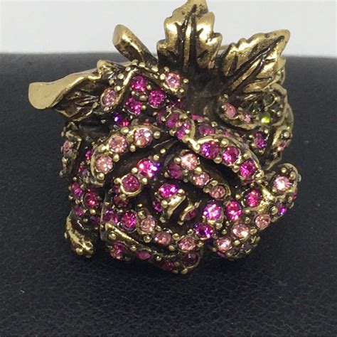 Heidi Daus Jewelry Heidi Daus Pink Crystal Rose Ring Size 5 34