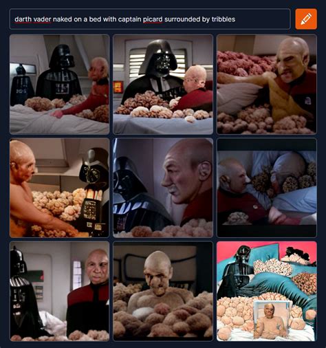 Darth Vader Naked On A Bed With Captain Picard Surrounded By Tribbles R Weirddalle