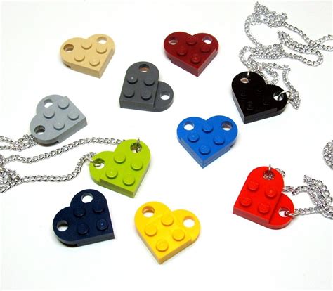 Lego Heart Necklace Geeks Lego Diy Projects Lego Necklace Lego