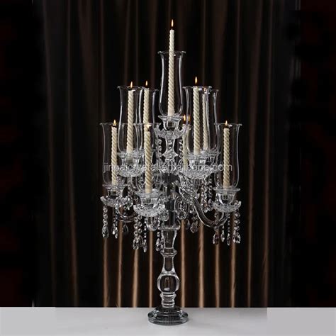 Glass Crystal Candelabra For Wedding Centerpieces With Cylinder