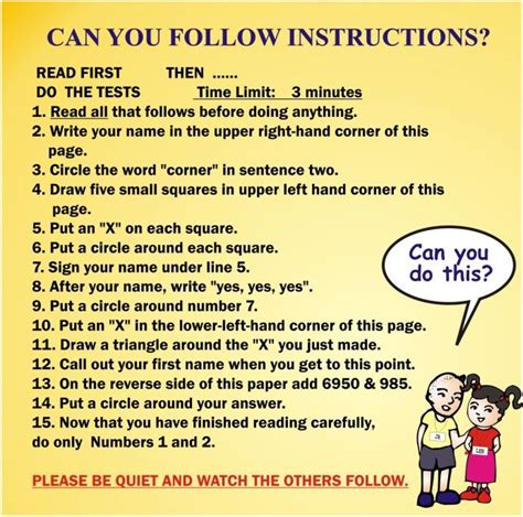 Can You Follow Instructions Instruction Words Sentences