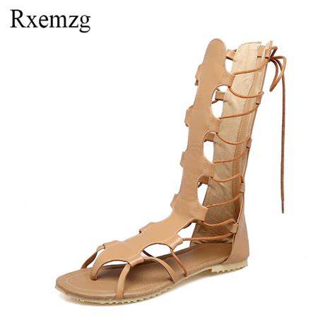 Rxemzg New Gladiator Sandals Cross Tied Shoes Woman Fashion Cut Outs