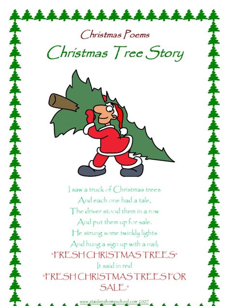 Christmas Poems Xmas Tree Story St Aidens Homeschool Christmas