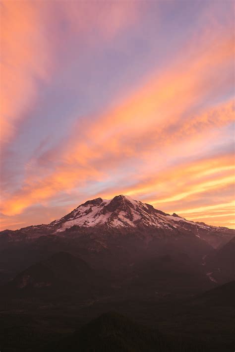 Photo Of Mountain Under Orange Sky · Free Stock Photo
