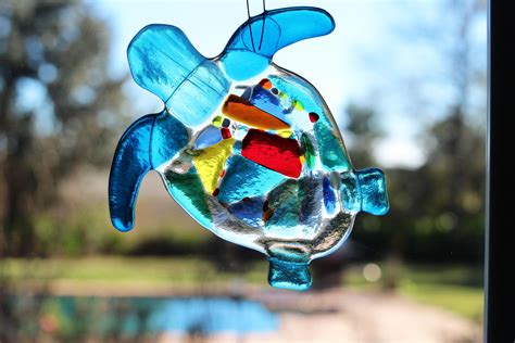 Where can i buy a glass christmas ornament? Handmade fused glass turtle suncatcher - FREE SHIPPING by ...