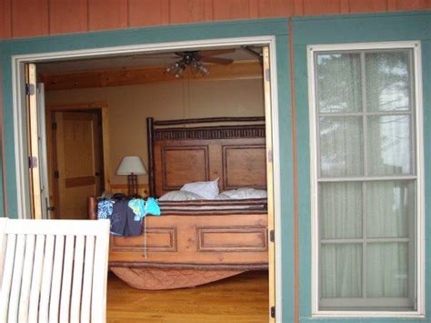 Maybe you would like to learn more about one of these? Mt Magazine cabins, view from the deck into the bedroom ...