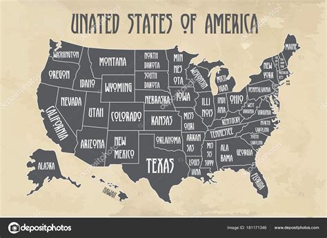 Picture Usa Map With State Names Poster Map Of United States Of