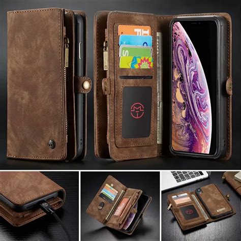 14 Card Slots Zipper Wallet Leather Luxury On Cases For Coque Iphone Xs