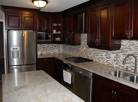 Giving your kitchen a facelift? Dark Cherry Coloured Custom Kitchen Cabinets with Granite ...
