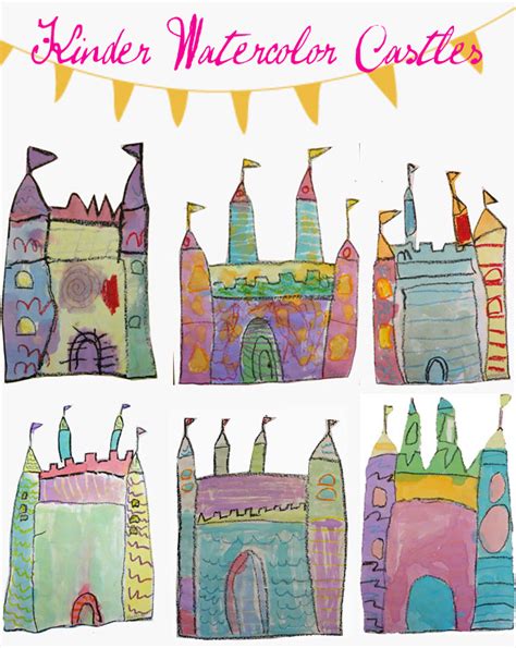 Watercolor Castle Art Project Deep Space Sparkle Kindergarten Art