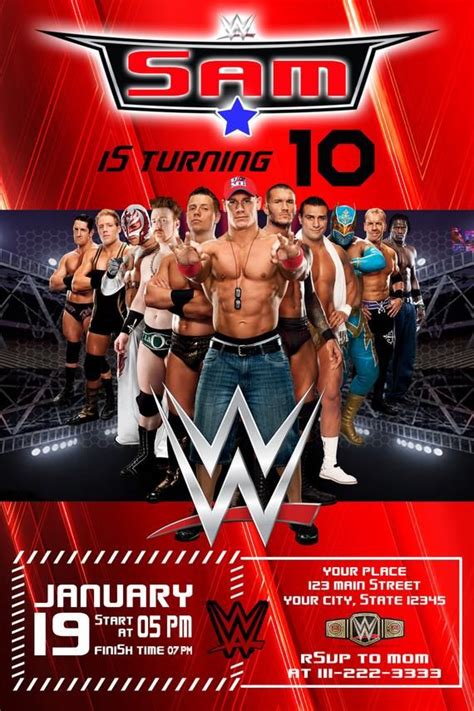 WrestleMania Birthday Invitation, WWE Party Invite, Custom ...