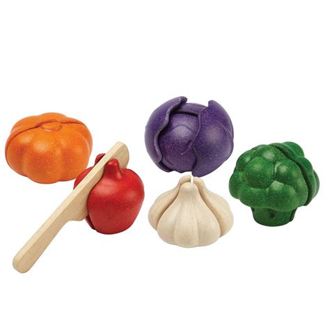 Plan Toys Childrens Wooden Pretend Play Food 5 Color Veggie Set Hazel