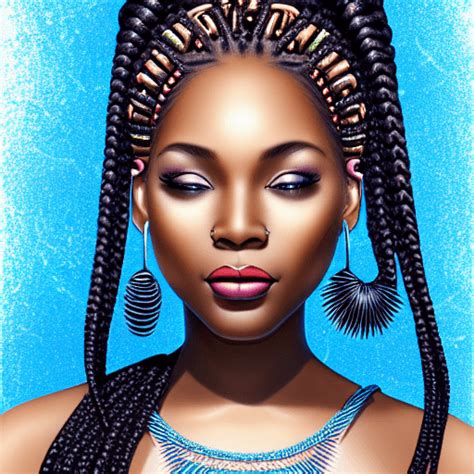 braided hair airbrush inspired african american woman · creative fabrica