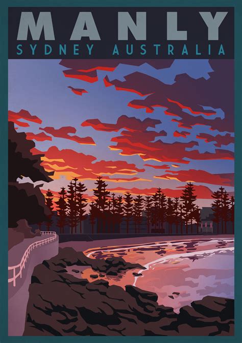 Manly Beach Sunsets Of Vintage Posters This Time Manly Beach